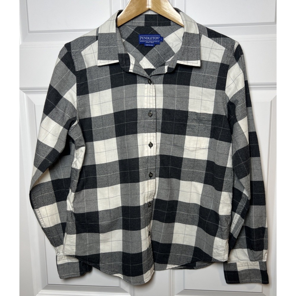 Pendleton Portland Collection Women's Plaid Shirt 100% Cotton Long Sleeve Size L